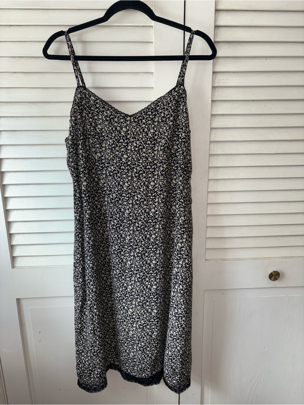 Vintage 2003 Old Navy Floral Lace Trim Slip Dress Black White Size 16 Y2K - Picture 3 of 9